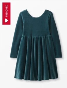 Hanna Andersson • Velour • Skater Dress Green Long Sleeve Size 10 Pockets - Picture 1 of 7