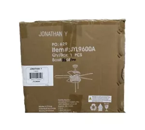 JONATHAN Y Crista 52 in. Chrome 3-Light Metal/Wood LED Ceiling Fan With Light - Picture 1 of 2