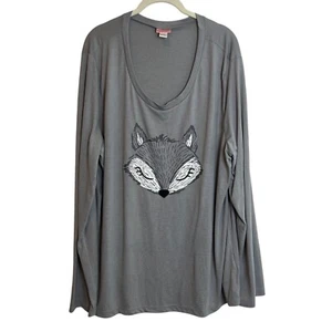 Be Yourself Womens Long Sleeve Tee Size 3X Gray Velvet Nose Fox Face - Picture 1 of 6