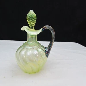 Fenton Topaz Opalescent Iridized Swirl Cruet Special Order 2001 GLOWS!!!! W331 - Picture 1 of 7
