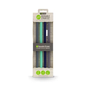 Reduce Reusable Straws Set of 4 - Flexible, Silicone Straws - Picture 1 of 7
