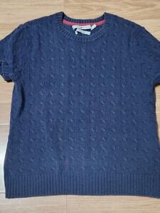 TOMMY HILFIGER Girls Short Sleeve Sweater Blue Large Crew Neck Knit 18w X 22L