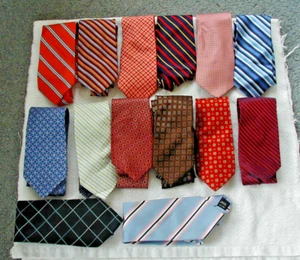 lot 14 mens silk ties Brooks Brothers Hilfiger Jos A Banks Kenneth Cole etc - Picture 1 of 14