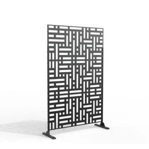Uixe Outdoor Decorative Privacy Screen 76" H X 47.2" W Galvanized Steel In Black - Picture 1 of 6