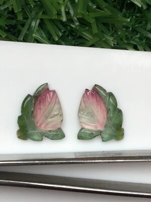 Watermelon tourmaline carving pair handmade design beautiful color 7.15 carat - Image 1 of 4