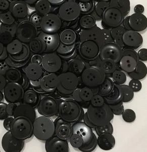50 Black Buttons Assorted Shades & Sizes Bulk Lot Aussie Seller - Picture 1 of 2