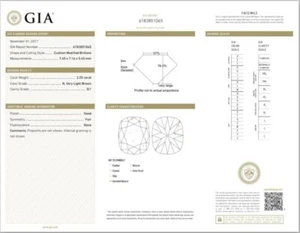 Gia Certificate 2.20ct Old Cushion Shape Cut Diamond With N Color SI1 Clarity - Bild 1 von 2