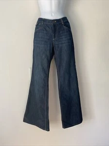 New York & Company Dark Wash Flared Blue Jeans Stretch Cotton Five Pocket Size 4 - Picture 1 of 12