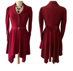 SIZE 8/10 10/12 16/18 GOTHIC COAT RED ASSYMETRIC PIRATE JACKET STEAMPUNK - Picture 1 of 4