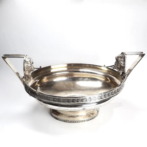 Victorian Sterling Silver Wood Hughes 1870 Medallion Figural Centerpiece Bowl Cover