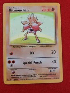 Hitmonchan Base Set Holo Rare 7/102 WOTC POKEMON CARD HOLO - Imagen 1 de 4