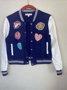 American Girl Varsity Preppy Jacket Coat Blue Patches Youth Medium doll sports - Picture 1 of 11