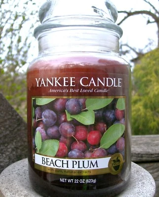 Yankee Candle Retired "BEACH PLUM" Fruit ~Large 22 oz. ~ WHITE LABEL~ RARE ~ NEW - Image 1 of 3