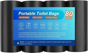 80 Portable Toilet Bags, Camping Toilet Bags, Biodegradable Porta Potty Bags,... - Picture 1 of 7