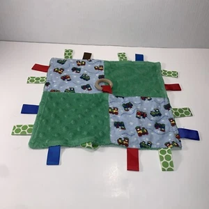 Lovey Baby Blanket Woobie Wood Teether Security Blanket Fleece W/ Trains 12”x11” - Picture 1 of 8