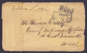 c.1861 Civil War Soldiers Letter Due 3c WASHINGTON CDS to East Somerville MA - Picture 1 of 2