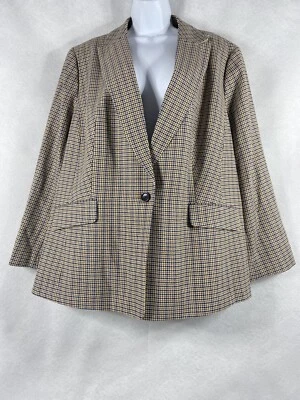 Chaqueta Talbots Mujer Petite 22WP Marrón Negro Blazer Mezcla de Lana a Cuadros Nueva Foto 1 de 4