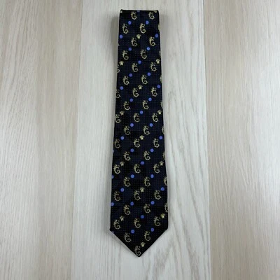 Corbata de seda estampada de diseñador única negra vintage de los 90 Versace para hombre 58x3,5 pulgadas Foto 1 de 4