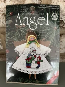 Leisure Arts Cross Stitch Clothespin Angel Kit Kids And Snowman Pattern - Picture 1 of 2