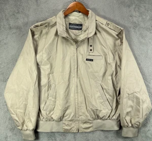 Vintage 90s Members Only Bomber Jacket Size Large Tan Iconic Racer Zip Classic - Picture 1 of 17