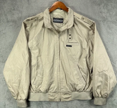 Vintage 90s Members Only Bomber Jacket Size Large Tan Iconic Racer Zip Classic - Image 1 of 4