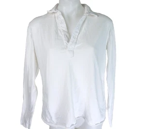 Frank & Eileen Tee Lab Women's XS Top Patrick Popover Henley White Jersey Cotton - Picture 1 of 4