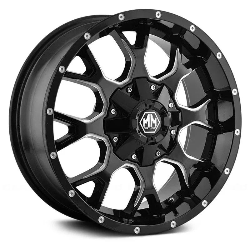 Mayhem 8015 WARRIOR Wheels 17x9 (-12, 8x165.1, 130.8) Black Rims Set of 4 Foto 1 de 4