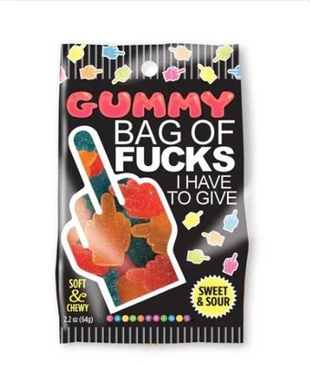BAG OF F**KS I HAVE TO GIVE SOUR GUMMY 2.2 OZ EACH CANDY GAG GIFT NOVELTY - Image 1 of 4