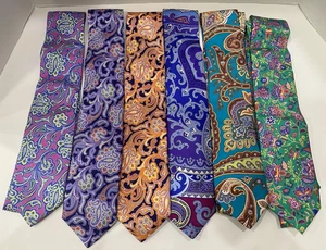 CM Masterpiece Necktie Tie Colorful Paisley Floral Italy Silk Lot of 6 - Picture 1 of 6