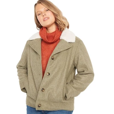Chaqueta Sherpa Old Navy para mujer cepillado suave verde satinado musgo - talla XS, M, L Foto 1 de 4