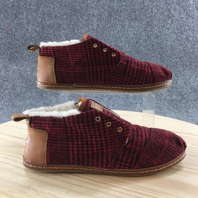 Botas Toms para mujer 10 Bota imitación chukka rojas con cordones punta redonda a cuadros informales cómodas Foto 1 de 4