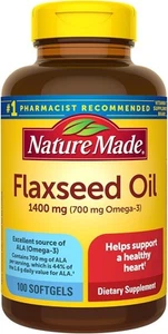 Extra Strength Flaxseed Oil 1400 mg, Fish Free Omega 3 Supplement, Dietary Su... - Picture 1 of 7