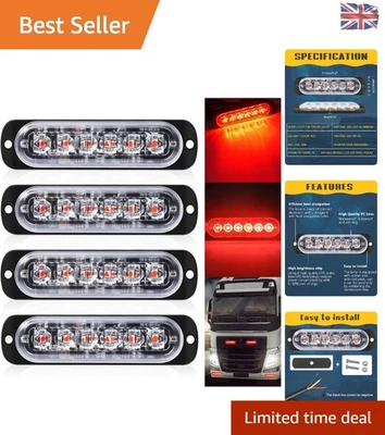 Heavy-Duty Waterproof Red LED Side Marker Light Bar - Strobe Pack of 4 - Image 1 of 4