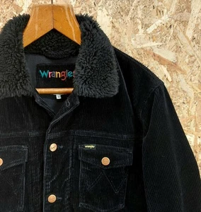 S WRANGLER Corduroy Sherpa Jacket Mens Womens Unisex Black Western Regular Fit - Picture 1 of 10
