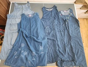 Lot (4) Of Women's Plus Denim Jumper Maxi Country Cottage 2X 3X Modest - Picture 1 of 6