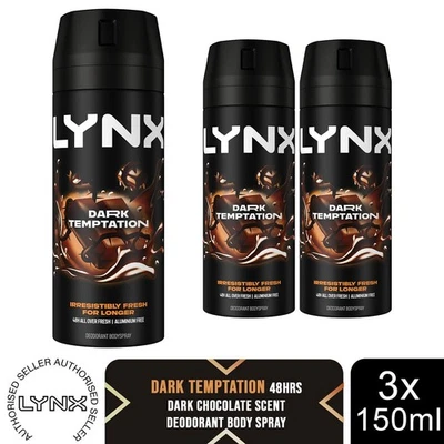 Lynx Body Spray Dark Temptation 48-H High Definition Fragrance Deo, 3x150ml - Image 1 of 4