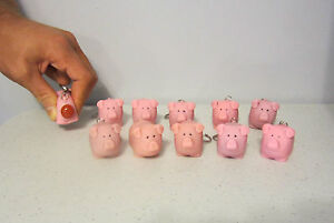 10 NEW NAUGHTY POOPING PIG KEYCHAINS SQUEEZE ANIMALS POOP TURD KEY RING CHAIN