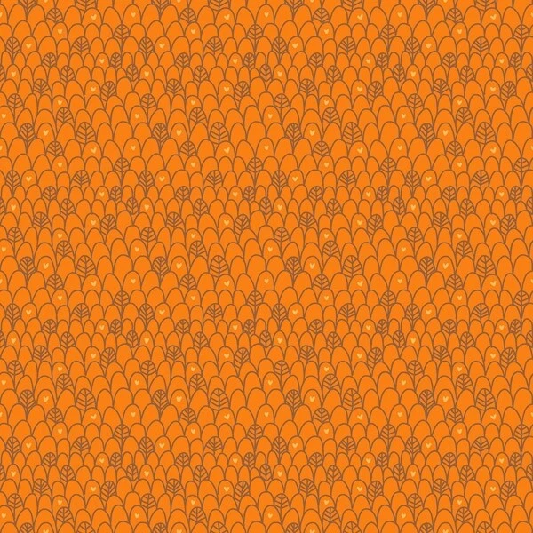 BTY 3 Wishes Fabric Forest Animal Hugs 羽毛橙色棉织物按码分类  — 第 1/1 张图片