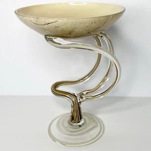 Jozefina Krosno Art Glass 7” Jellyfish Bowl Compote - Picture 1 of 7