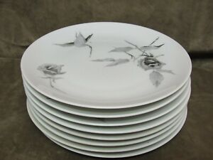 Circa 1962 Raymond Loewy Design Rosenthal China Jet Rose Salad Plate lot of 8 pc