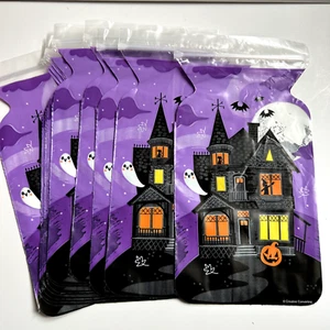 12 x HALLOWEEN SPOOKY HAUNTED HOUSE GOODIE ZIPPER BAGS Sweet Trick or Treat - Picture 1 of 5