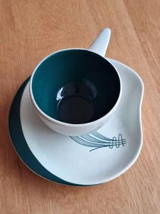 CARLTON WARE Hand Painted Flat Handled Cup And Plate Windswept Design - Picture 1 of 8