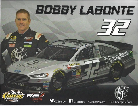 2016 BOBBY LABONTE "C&J ENERGY SERVICES FORD FUSION" #32 NASCAR POSTCARD Cover