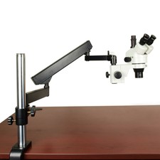 OMAX 2.1X-90X Zoom Stereo Trinocular Microscope on Articulating Arm Stand