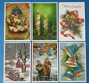 Collection of 6 New Vintage Style CHRISTMAS Postcards Noel Greetings CJ6 - Picture 1 of 3
