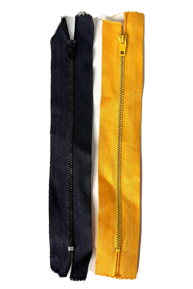 CONMAR Latón Resistente Cremallera 8” #5 LOTE de 2 Nuevo Antiguo Stock Negro Amarillo De Colección Foto 1 de 1