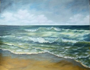 Art 24"/30" original oil painting, seascape, ocean painting, Stretched canvas - Picture 1 of 10