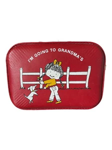 "I'm Going To Grandma's" Red Hard Side Suitcase w/Handle Metal Latch 1970's Vntg - Picture 1 of 9