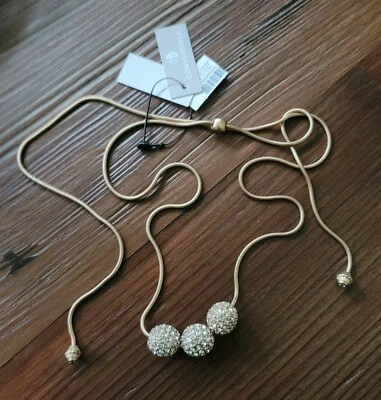 NWT CHICO'S THREE CRYSTAL BALLS GOLD TONE AJUSTABLE NECKLACE $49.50 - Image 1 of 3