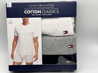 NUEVO PAQUETE DE 3 CAMISAS PARA HOMBRE TOMMY HILFIGER 100% ALGODÓN SUAVE CLÁSICAS MEDIANAS $42.5 Foto 1 de 4
